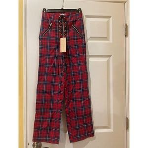 BEGINNING BOUTIQUE PLAID PANTS